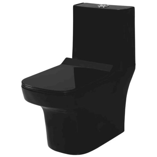 One Piece Closet ( Siphonic 6D ) Tornado Flush Fittings & Soft Closing Seat Cover Black